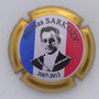 Marque : THIRION Jacques N° Lambert : 1fa Couleur : Fond bleu, blanc , rouge, contour or  Description :Nicolas Sarkozy président de la République - nom de la marque Emplacement : 