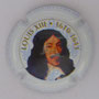 Marque : COUTIN HENRI N° Lambert : 2zc Couleur : fond blanc avec fleur de lys, portrait polychrome Description : Louis XIII - nom de la marque  Emplacement : 