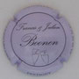 Marque : BOONEN Francis & Julien N° Lambert : 12 Couleur : Mauve pâle et noir Description : Nom de la marque au-dessus d'une grappe de raisins  Emplacement : 