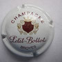 Marque : PETIT-BOLOT N° Lambert : 1 Couleur : Blanc, Bordeaux et Or Description : Initiales cursives dans blason couronné  Emplacement : 088-04-03