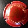 Marque : TAITTINGER N° Lambert : 92a - lettres fines Couleur : Rouge et Or Description : Cavalier. Petit dessin. Nom de   la marque dans cercle extérieur  Emplacement : 100-07-05
