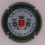 Marque : DEGENNE Damien N° Lambert : 23 Couleur : Contour vert, centre blanc  Description : Blason couronné - nom de la marque Emplacement : 
