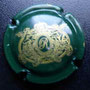 Marque :  RAMILLON Jean-Paul N° Lambert : 4 Couleur : Vert et or foncé Description : Lettre R scripturale dans un cartouche couronné  Emplacement : 