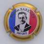 Marque : THIRION Jacques N° Lambert : 15 Couleur : Fond bleu, blanc , rouge, contour or  Description :Nicolas Sarkozy président de la République - nom de la marque Emplacement : 