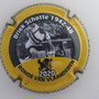 Marque : ROUYER Philippe N° Lambert : 110d Couleur : Jaune, noir et blanc, contour noir Description : Portrait de Brieck Schotte vainqueur Tour des Flandres 1942 et 1948  - nom de la marque sur le contour  Emplacement : 