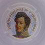 Marque : COUTIN HENRI N° Lambert : 2ai Couleur : fond blanc avec fleur de lys, portrait polychrome Description : Louis Philippe 1er - nom de la marque  Emplacement : 