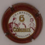 Marque : SIX COTEAUX (Coopérative des) N° Lambert : 6 Couleur : Fond blanc, contour rouge Description : Couple dégustant du champagne - nom de la marque  Emplacement : 