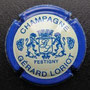 Marque :   LORIOT Gérard  N° Lambert : 3 Couleur :  Crème, contour bleu Description : Lettres GL dans   armoirie couronnée soutenue par   deux lions  Emplacement : 