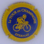 Marque : MIGNON Pierre N° Lambert : 65a Couleur : Bleu foncé, contour jaune Description : Le tour en champagne - Nom de la marque  Emplacement : 