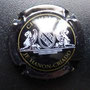 Marque : HANON - CRIADO N∞ Lambert : 1 Couleur : Noir, Or et blanc Description : Blason encadré de deux lions - nom de la marque Emplacement : 