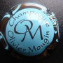 Marque :   MOUGIN Olivier N° Lambert : 12 Couleur :  Bleu pâle, contour Marron Description : Initiales OM en   lettres cursives au dessus du nom   de la marque  Emplacement :