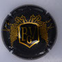 Marque : BEURTON Vincent N° Lambert : 2a Couleur : Noir et or Description : Initiales BV encadrées de deux grappes de raisins  Emplacement : 
