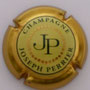 Marque : PERRIER Joseph N° Lambert : 80a Couleur : Centre jaune, contour or foncé  Description : Lettres JP noires dans cercle jaune étoilé Emplacement : 