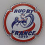 Marque : COLLIN Jean N° Lambert : NR9 Couleur : Fond Blanc, contour rouge Description : Rugby France 2019 - Nom du producteur Emplacement :