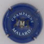 Marque : MALARD JL N° Lambert : 12a Couleur : Bleu métallisé et or Description : Lettre M dans blason couronné (barre or sous l'écusson), soutenu par deux lions  Emplacement : 