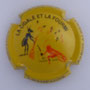 Marque : BARON Albert N° Lambert : 11 Couleur : Fond jaune, cigale rouge Description : La cigale et la fourmi - nom de la marque  Emplacement : 