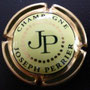Marque : PERRIER Joseph N° Lambert : 74 Couleur : Centre jaune pâle Description : Lettres JP noires   dans cercle jaune étoilé Emplacement : 088-01-05