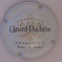 Marque : CANARD - DUCHENE N° Lambert : 76 Couleur : Blanc pâle Description : Cuvée Charles VII Blanc de blancs. Armoiries, petit sabre  Emplacement : 