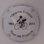 Marque : LOURDEAUX (château) N° Lambert : 20a Couleur : Blanc et noir Description : 2013 - 100ème édition du Tour de France du centenaire  Emplacement : 