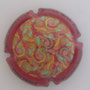 Marque : COUSIN Dominique N° Lambert : 6d Couleur : Polychrome, contour rose Description : Rosace - Nom de la marque  Emplacement : 