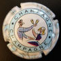 Marque : GENERIQUE  N° Lambert : 794b Couleur : Polychrome, cercle Bleu Description : Série Guinguette : couple dansant avec des flutes de champagne Emplacement : 
