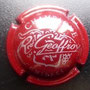 Marque :  GEOFFROY R  N° Lambert : 11 Couleur :  Bordeaux, écriture argent Description : Nom de la marque sur un blason encadré de deux grappes de raisins  Emplacement : 