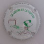 Marque : BARON Albert N° Lambert : 5 Couleur : Fond blanc, inscription verte Description : Le lièvre et la tortue - nom de la marque  Emplacement : 