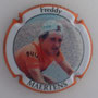 Marque : JUVENELLE Aline N° Lambert : 8f Couleur : Polychrome - contour orange Description : Freddy Maertens Vuelta 1977 - nom de la marque Emplacement : 