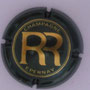 Marque : RENAUDIN René N° Lambert : 8 Couleur : Vert foncé et or brillant Description : Initiales RR dans un double cercles Emplacement : 