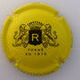Marque : ROUX de la BEAUCE N° Lambert : NR Couleur : Jaune et noir Description : Lettre "R" dans un blason couronné soutenu par deux lions - nom de la marque Emplacement : 