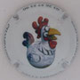 Marque : DHONDT Nelly N° Lambert : 8 Couleur : Fond blanc, dessin polychrome Description : Coq - nom de la marque sur le pourtour  Emplacement : 