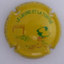 Marque : BARON Albert N° Lambert : 3 Couleur : Fond jaune, inscription verte Description : Le lièvre et la tortue - nom de la marque  Emplacement : 