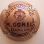 Marque : GONEL Maurice N° Lambert : 3 Couleur : Rosé et marron Description : Intiales MG dans blason - nom de la marque    Emplacement : 