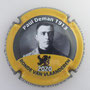 Marque : ROUYER Philippe N° Lambert : 110e Couleur : Jaune, noir et blanc, contour noir Description : Portrait de Paul Demain vainqueur Tour des Flandres 1913  - nom de la marque sur le contour  Emplacement : 