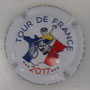 Marque : GOUTORBE André & fils N° Lambert : 19a Couleur : Fond blanc, contour blanc,  Description : Cycliste sur carte du Tour de France 2107 - nom de la marque  Emplacement : 