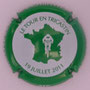 Marque : COPIN Jacques N° Lambert : 6 Couleur : Blanc, contour vert Description : Le tour en Tricastin - 19 juillet 2011 - nom de la marque sur le pourtour Emplacement : 