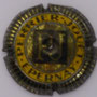 Marque : PERRIER - JOUET N° Lambert : 52 - jaune orangé Couleur : Jaune-orangé, or et noir Description : Lettres PJ jaunes dans un cartouche noir  Emplacement : 