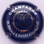 Marque : CHARLEMAGNE Robert N° Lambert : 6 Couleur : Bleu foncé et argent  Description : Initiales stylisées dans un cercle - Nom de la marque   Emplacement : 