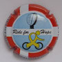 Marque : COURTY - LEROY N° Lambert : 27g Couleur : Fond bleu ciel, cycliste jaune Description : Ride for Hope. Drapeau danois et nom de la marque sur contour   Emplacement : 
