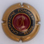 Marque : POMMERY N° Lambert : 63 petit cercle Couleur : Cuivre, intérieur bordeaux Description : Lettre P cursive dans un cercle  Emplacement : 090-08-02