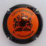 Marque : GUEUSQUIN N  Nicolas ° Lambert : NR Couleur : Orange et noir Description : Blason encadré de deux chevaux Emplacement : 