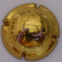 Marque : GOUTORBE André & fils N° Lambert : 1 Couleur : Or et noir. Description : Anges roses tenant une étiquette de bouteille de champagne avec le nom de la marque  Emplacement : 