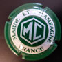 Marque : MARNE & CHAMPAGNE N° Lambert : 5 - fond vert Couleur : Vert et blanc. Fond vert Description : Lettres MC dans un hexagone   Emplacement : 074-06-05