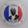 Marque : THIRION Jacques N° Lambert : 1e Couleur : Fond bleu, blanc , rouge, contour blanc  Description : Jacques Chirac président de la République - nom de la marque Emplacement : 