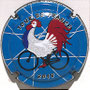 Marque : CLERGEOT Daniel N° Lambert : NR Couleur : Fond bleu Description : Tour de France 2018 - Coq tricolore sur un vélo  - nom de la marque  Ref perso :