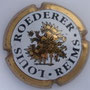 Marque : ROEDERER N° Lambert : 97 Couleur : Jeroboam. Blanc et or contour or. Description : Blason aigle à 2 têtes, tenant dans ses serres 1 sceptre et un globe, écusson central contenant un chevalier en armure.  Emplacement : 