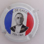 Marque : THIRION Jacques N° Lambert : 1a Couleur : Fond bleu, blanc , rouge, contour blanc  Description : Charles de Gaulle président de la République - nom de la marque Emplacement : 