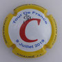 Marque : CHAURE Jean-Louis N° Lambert : NR Couleur : Fond blanc, contour jaune Description : Cycliste grimpant sur un "C" -  nom de la marque Emplacement : 