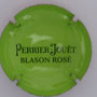 Marque : PERRIER - JOUET N° Lambert : 76 verso Couleur : Or et vert foncé Description : Lettres PJ vertes dans double ovale. Blason rosé au verso  Emplacement : 