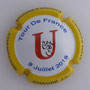 Marque : CHAURE Jean-Louis N° Lambert : NR Couleur : Fond blanc, contour jaune Description : Cycliste grimpant sur un "U" -  nom de la marque Emplacement : 